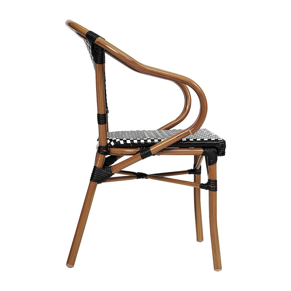 Set of 2 Classic Commercial Grade Bistro Chairs, Black & White/Natural Frame. Picture 10