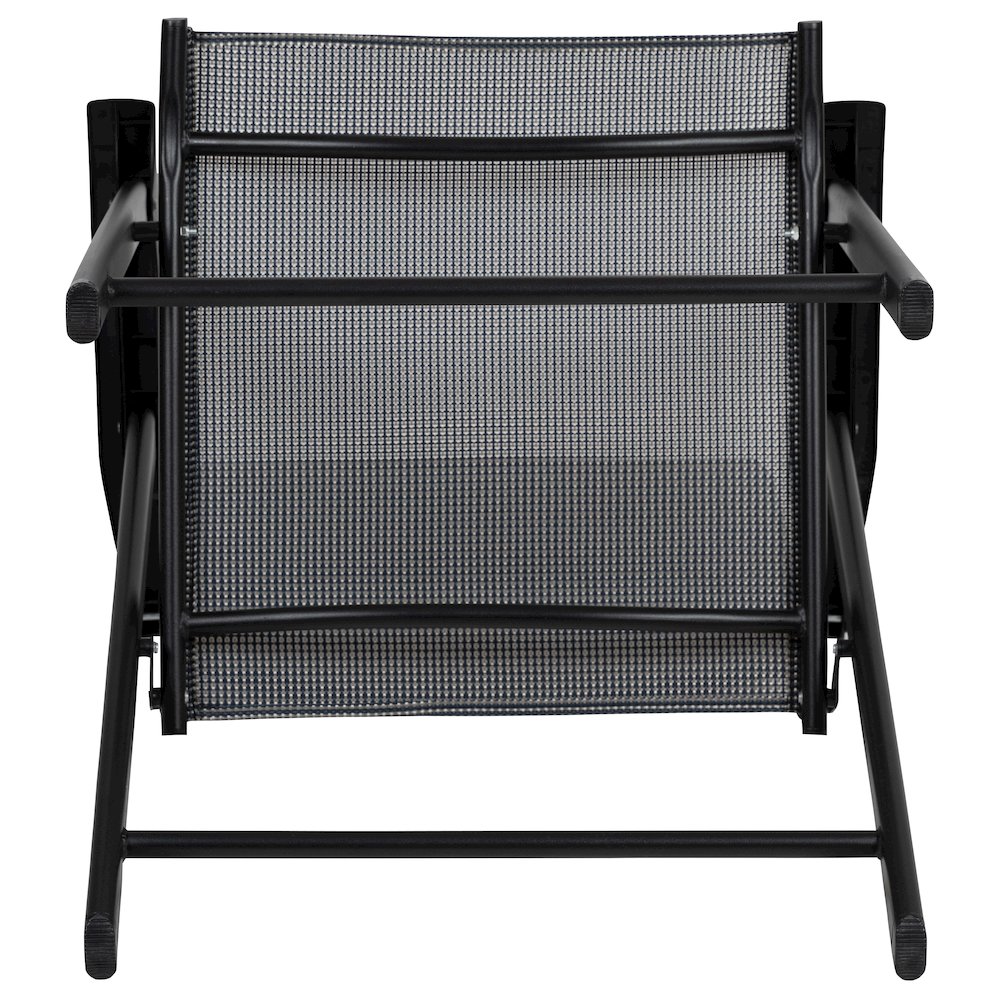 Gray Outdoor Folding Patio Sling Chair with Black Frame (2 Pack). Picture 13