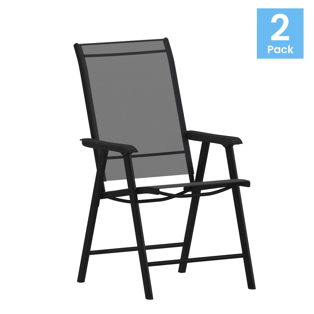 Set of 2 Modern Patio Folding Chairs. Picture 1
