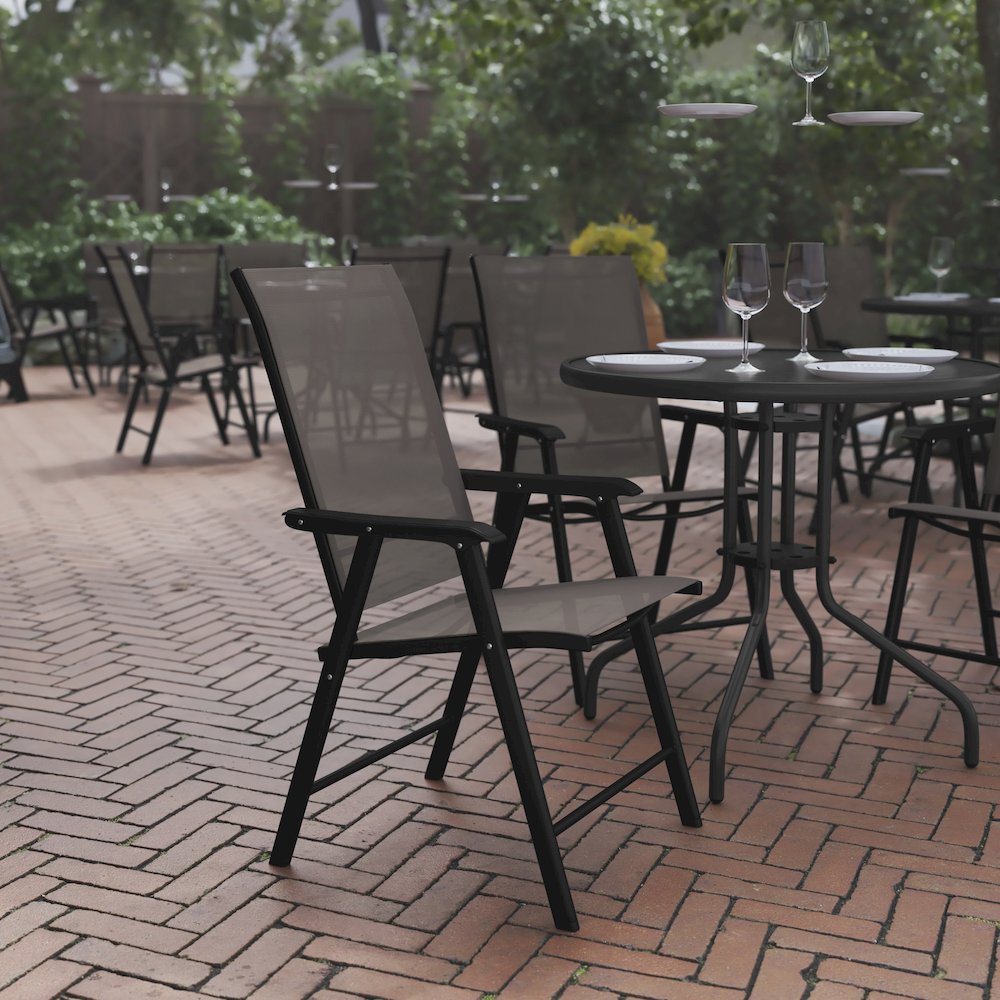 Set of 2 Modern Patio Folding Chairs. Picture 2