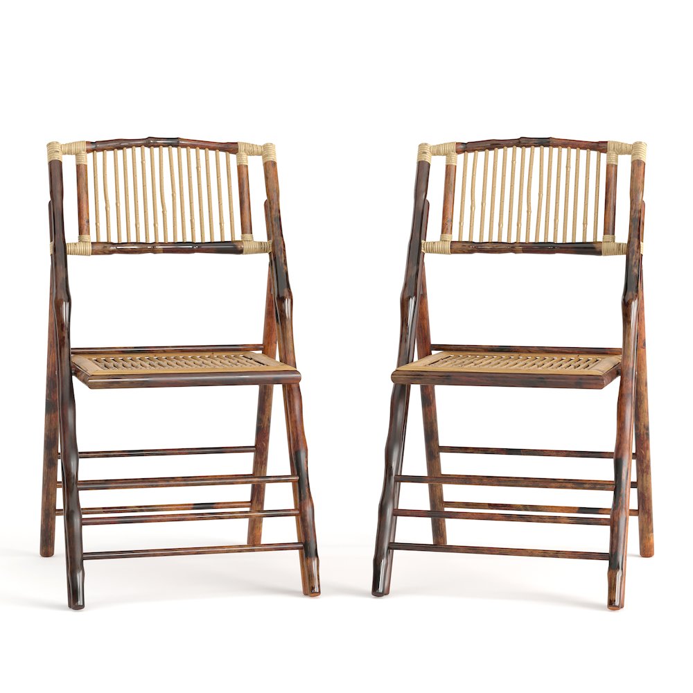 Bamboo Folding Chairs | Set of 2 Bamboo Wood Folding Chairs. Picture 1