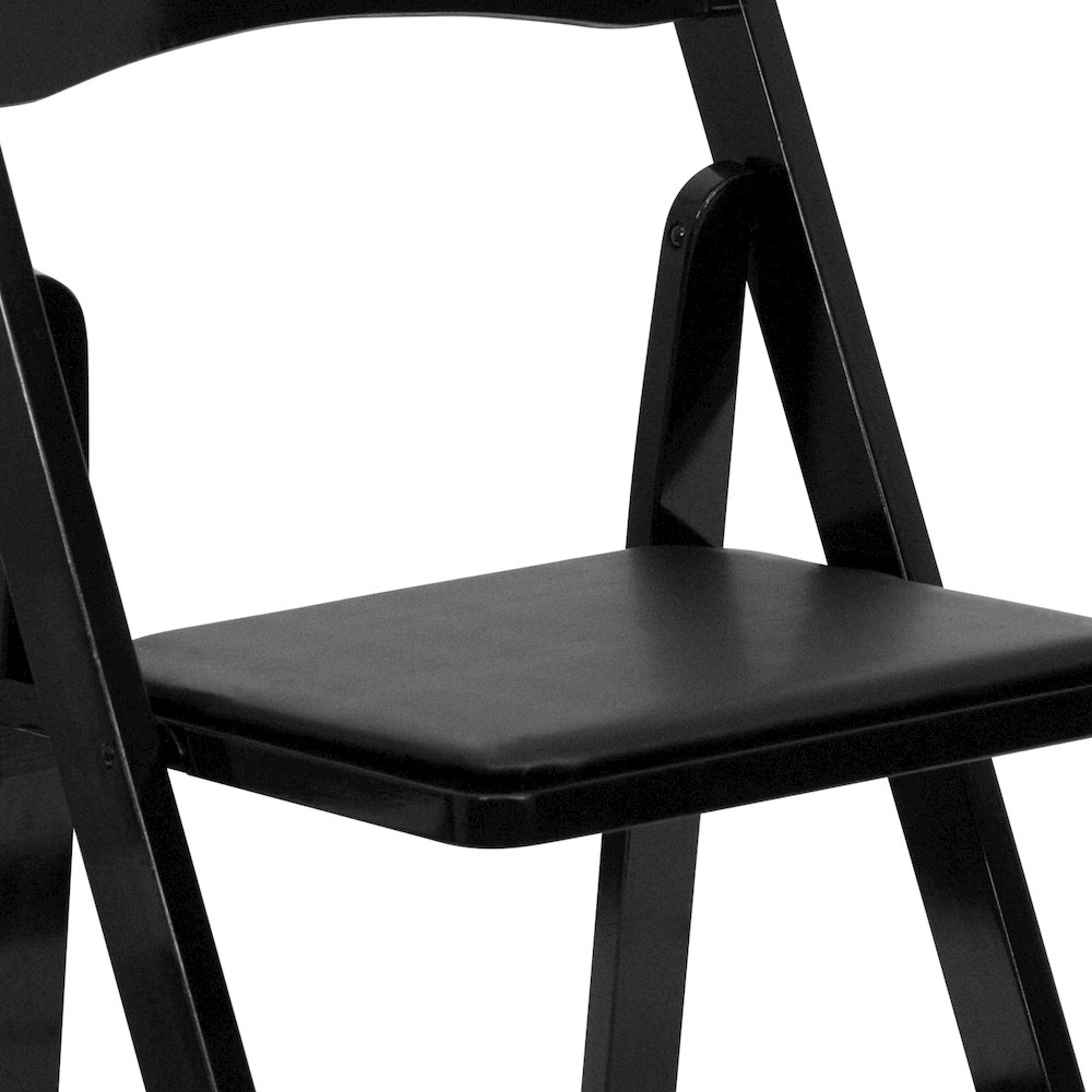 2 Pack Black Wood Folding Chair with Vinyl Padded Seat. Picture 13
