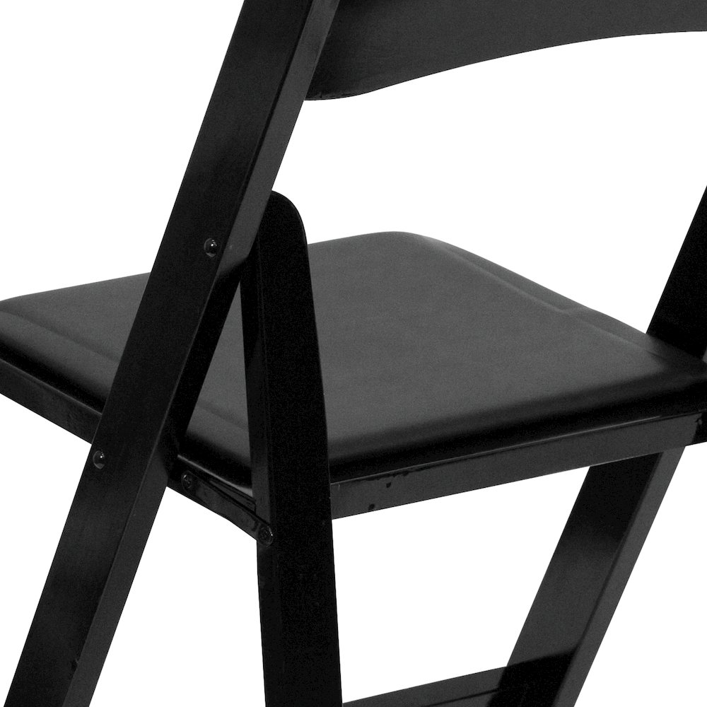 2 Pack Black Wood Folding Chair with Vinyl Padded Seat. Picture 9