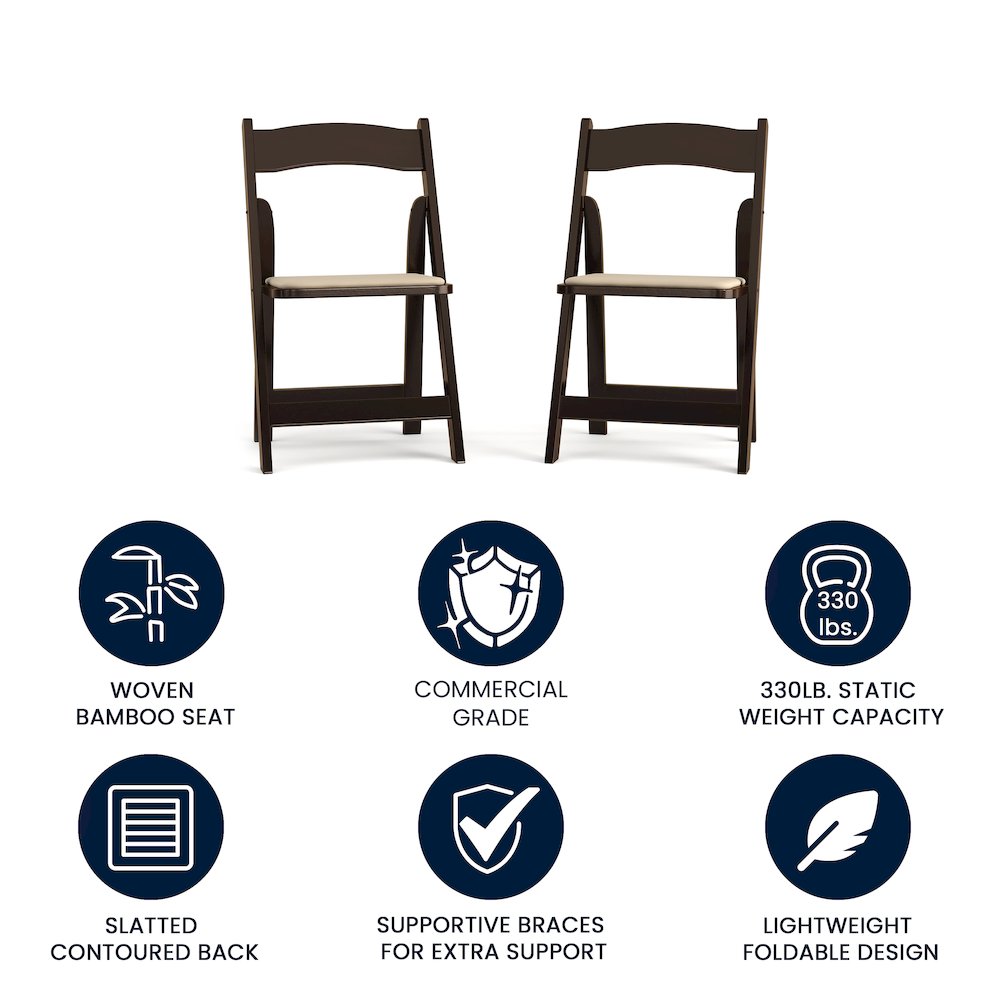 2 Pack Fruitwood Wood Folding Chair with Vinyl Padded Seat. Picture 5