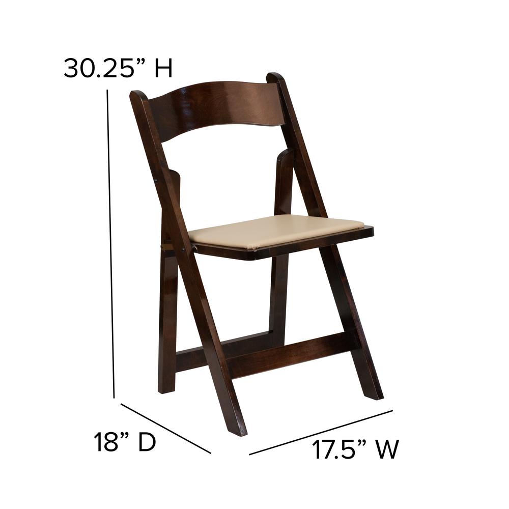 Fruitwood Wood Folding Chair with Vinyl Padded Seat. Picture 2