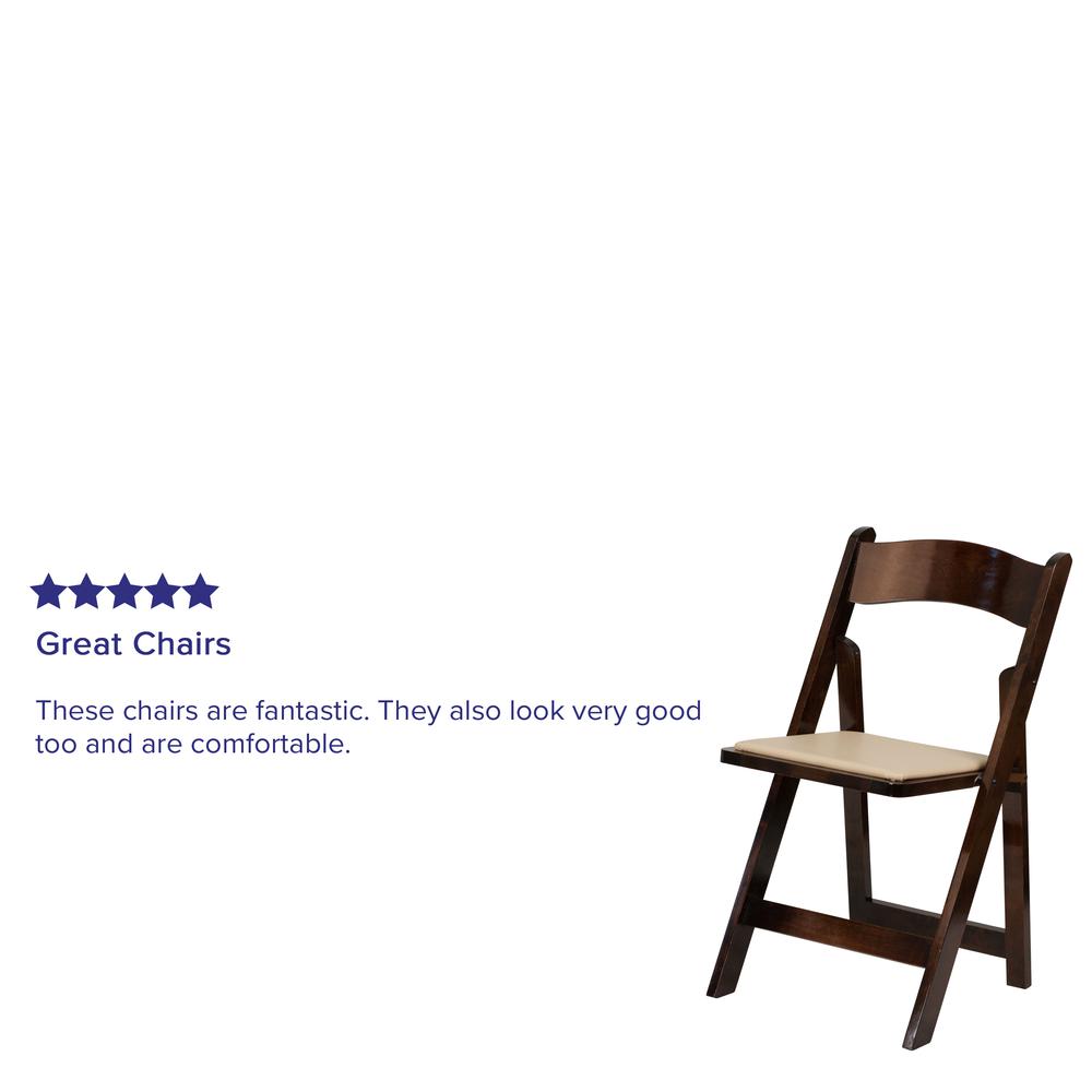 Fruitwood Wood Folding Chair with Vinyl Padded Seat. Picture 10