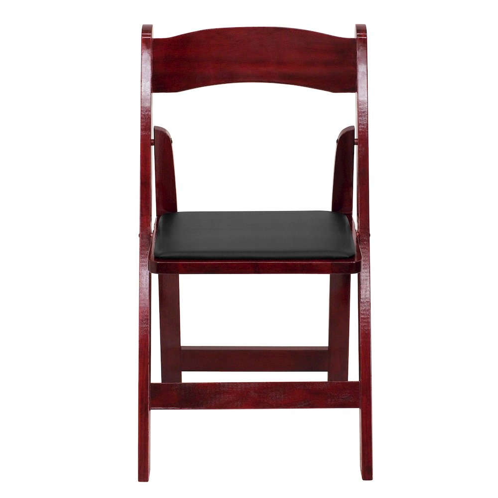 Mahogany Wood Folding Chair with Vinyl Padded Seat. Picture 7