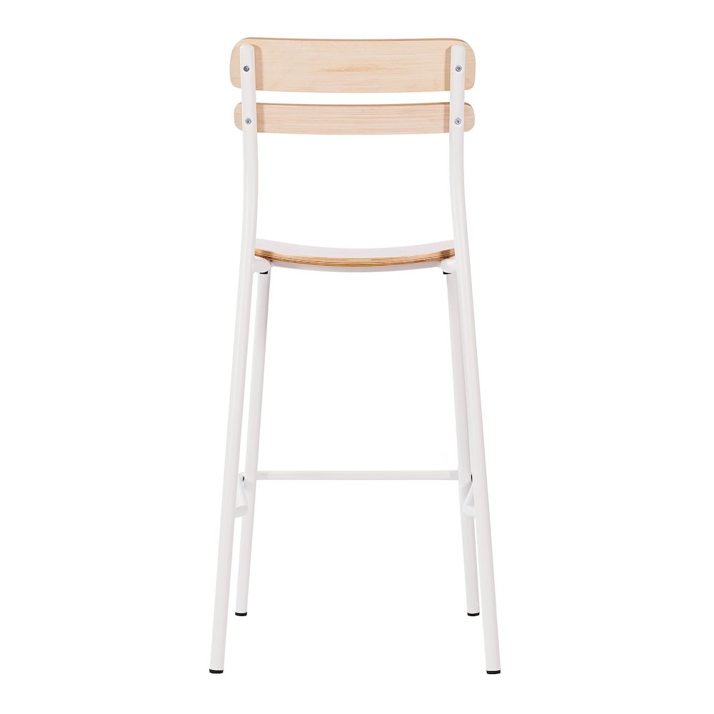 2 Pack Cyprus Solid Wood Bar Stools, White Metal Frames, Antique White Finish. Picture 8