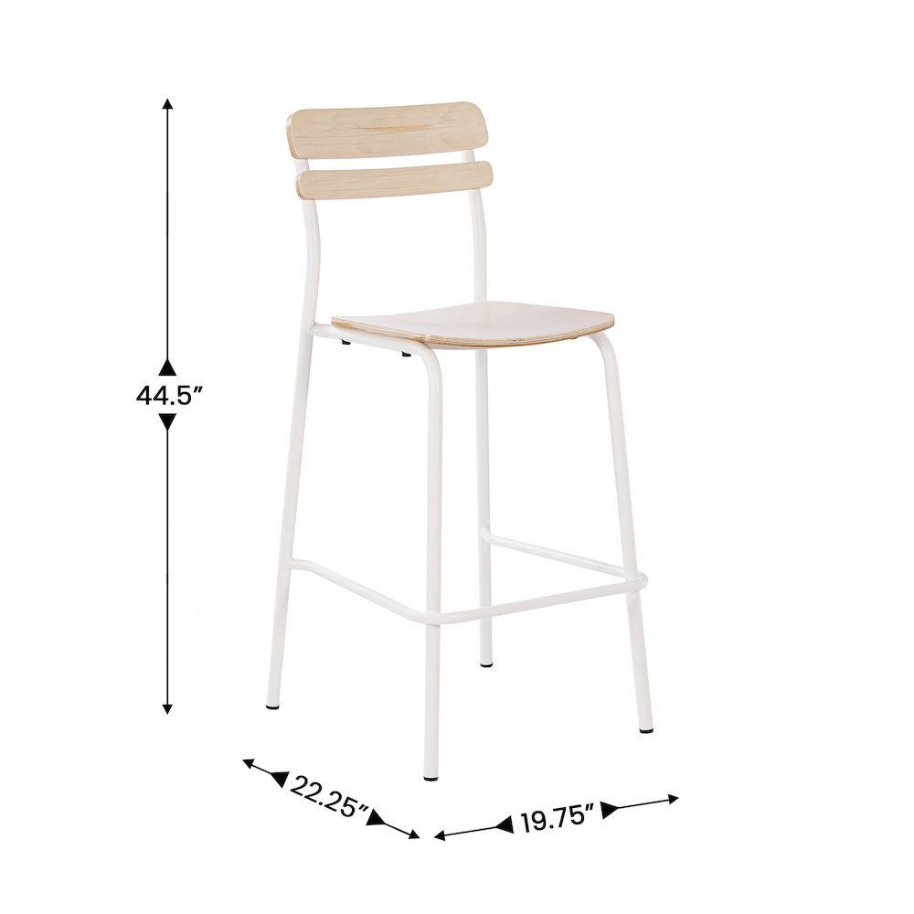2 Pack Cyprus Solid Wood Bar Stools, White Metal Frames, Antique White Finish. Picture 6