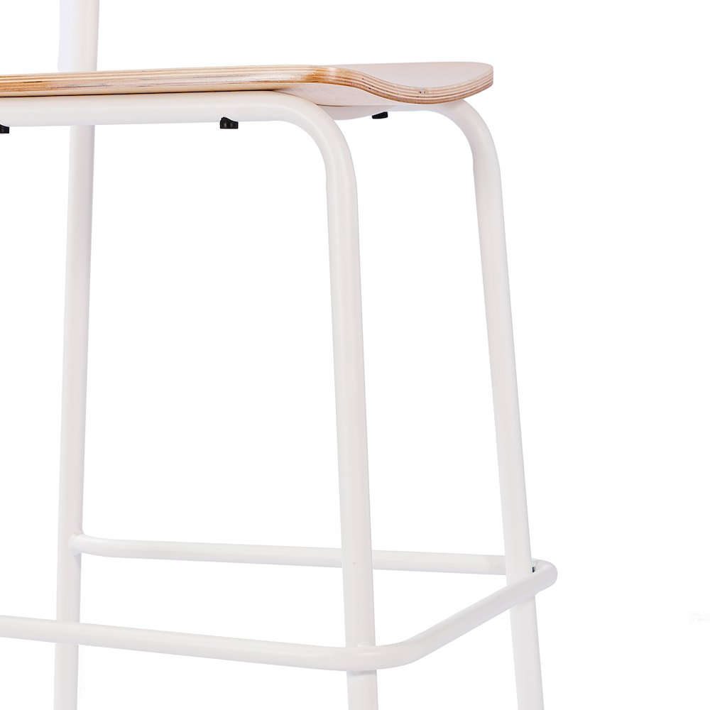 2 Pack Cyprus Solid Wood Bar Stools, White Metal Frames, Antique White Finish. Picture 13