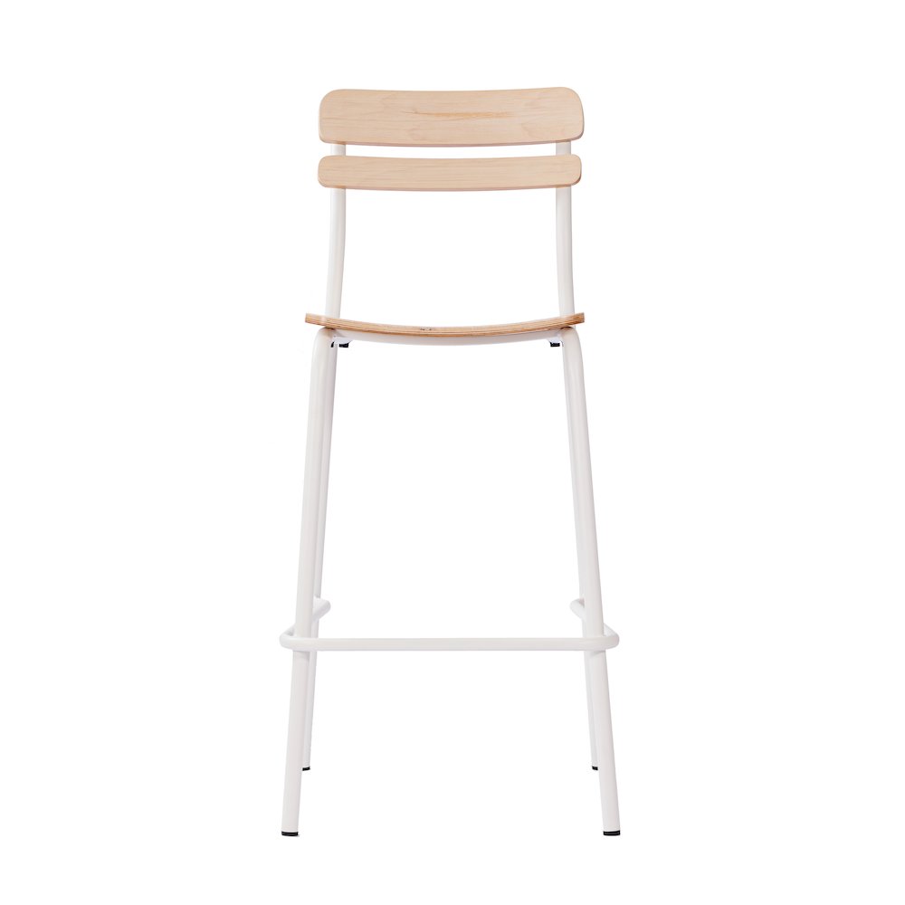 2 Pack Cyprus Solid Wood Bar Stools, White Metal Frames, Antique White Finish. Picture 11