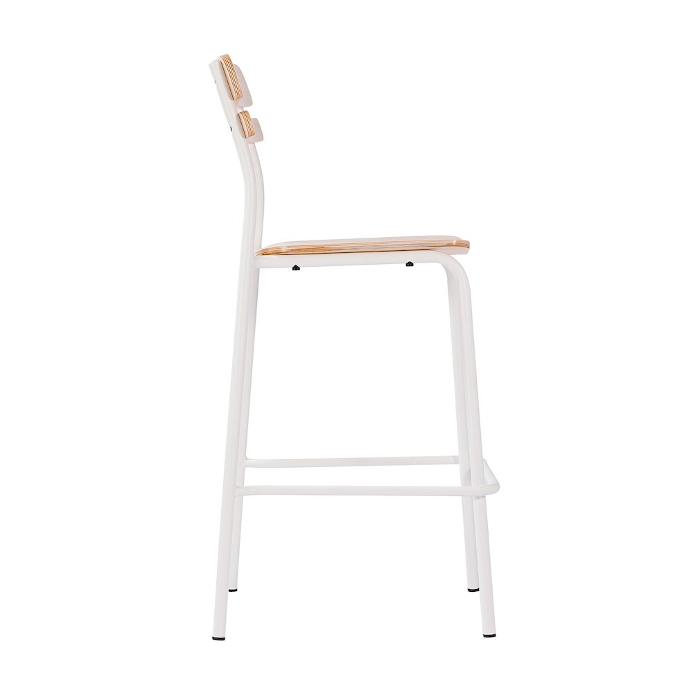 2 Pack Cyprus Solid Wood Bar Stools, White Metal Frames, Antique White Finish. Picture 10