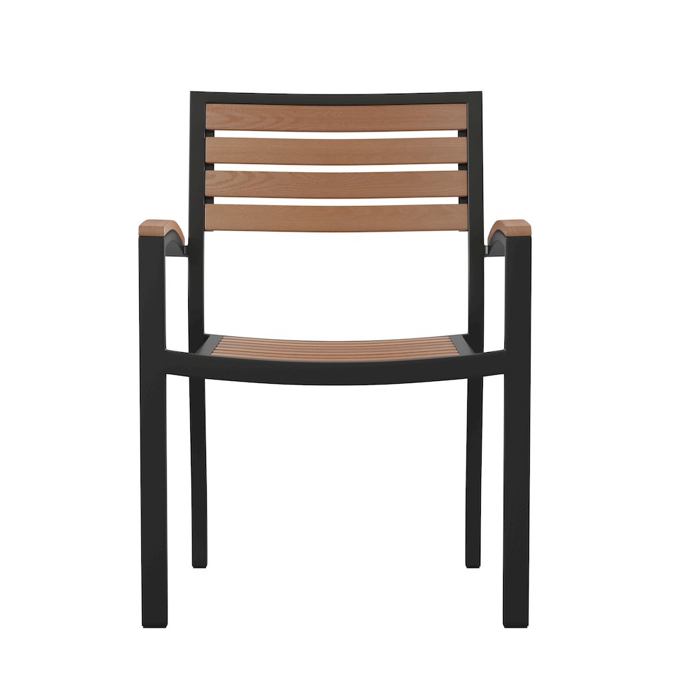 Outdoor Stackable Faux Teak Side Chair - Set of 2. Picture 11