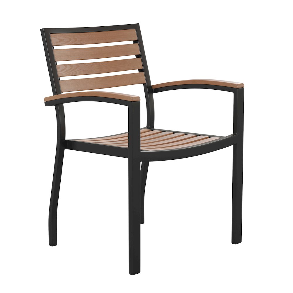 Outdoor Stackable Faux Teak Side Chair - Set of 2. Picture 9