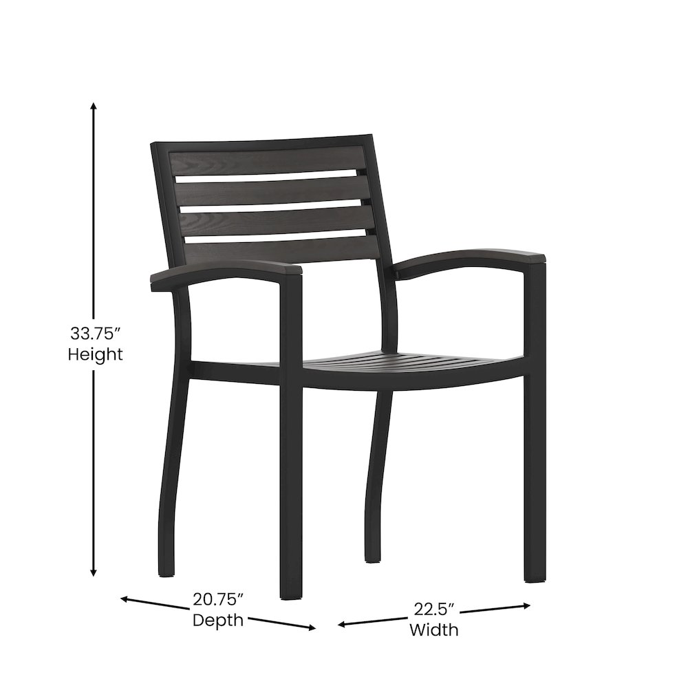 Set of 2 Outdoor Stackable Faux Teak Side Chairs. Picture 6
