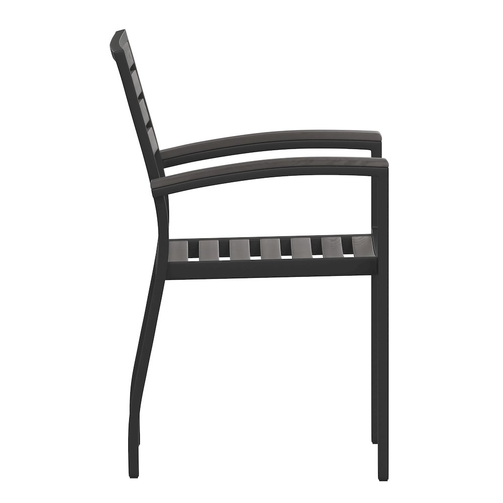 Set of 2 Outdoor Stackable Faux Teak Side Chairs. Picture 11