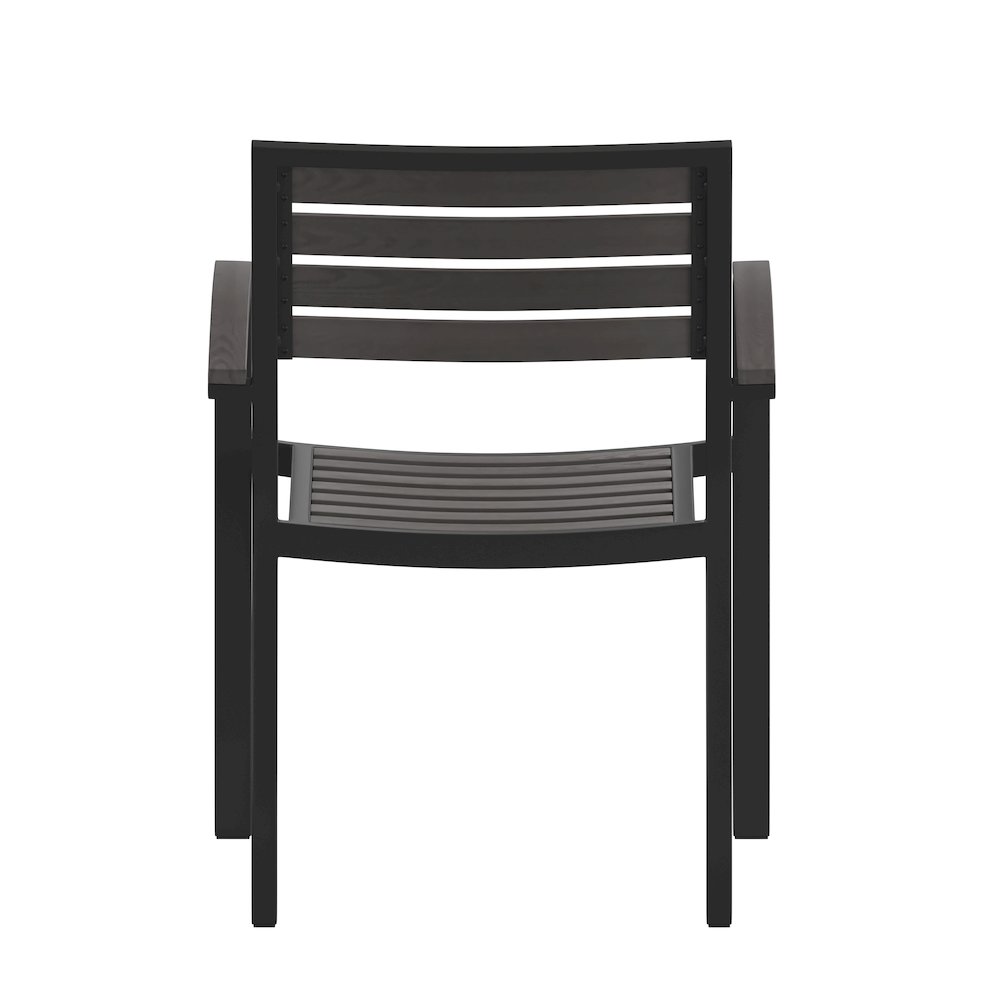 Set of 2 Outdoor Stackable Faux Teak Side Chairs. Picture 9