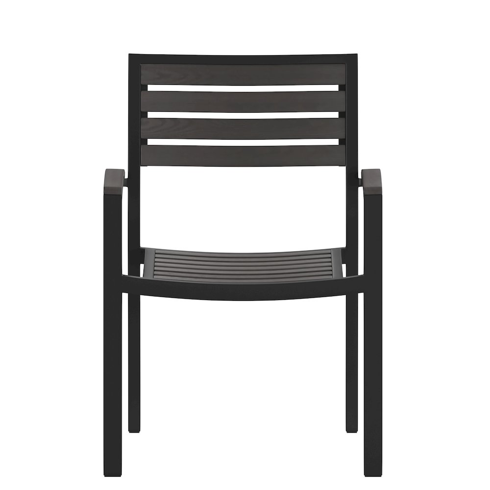 Set of 2 Outdoor Stackable Faux Teak Side Chairs. Picture 12