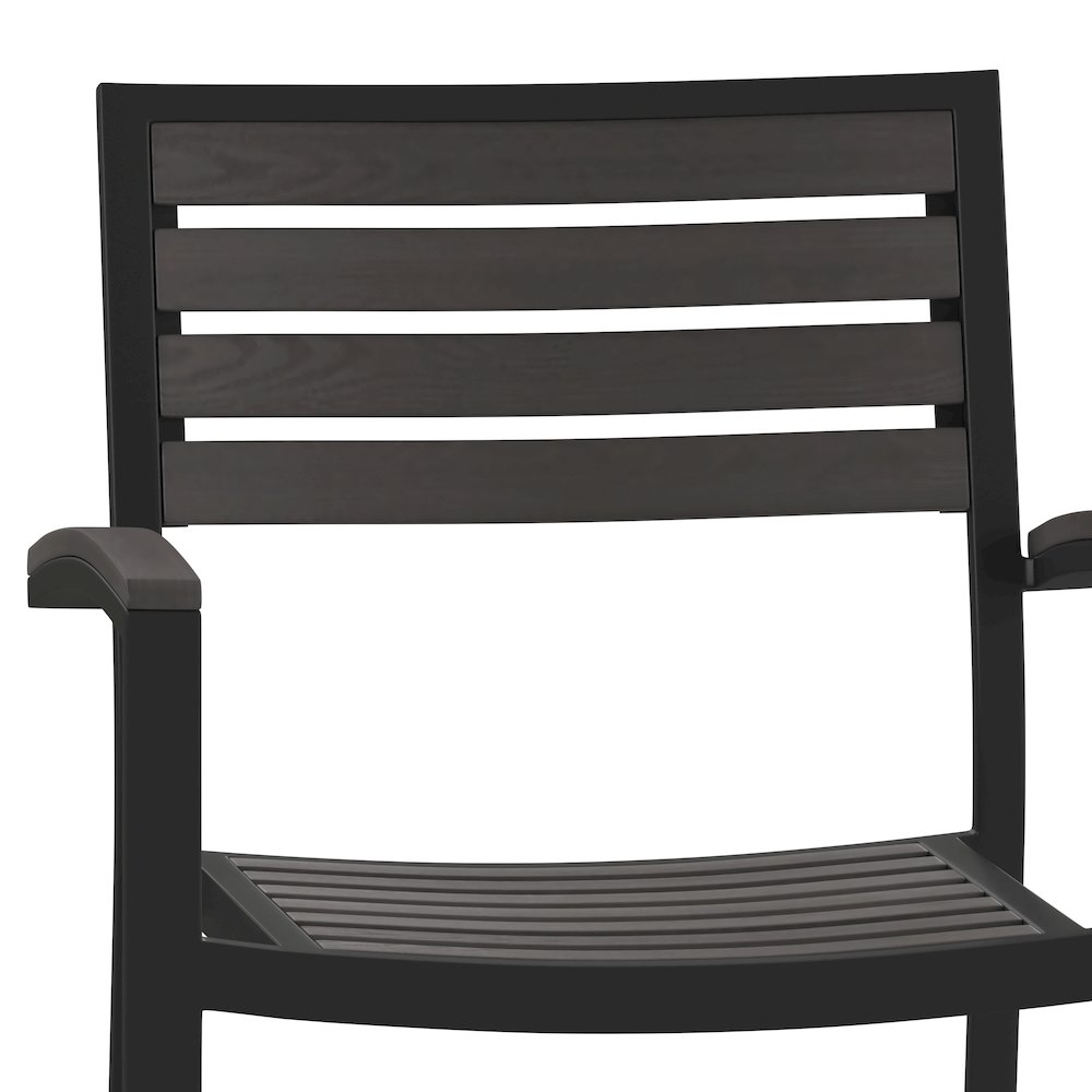 Set of 2 Outdoor Stackable Faux Teak Side Chairs. Picture 10