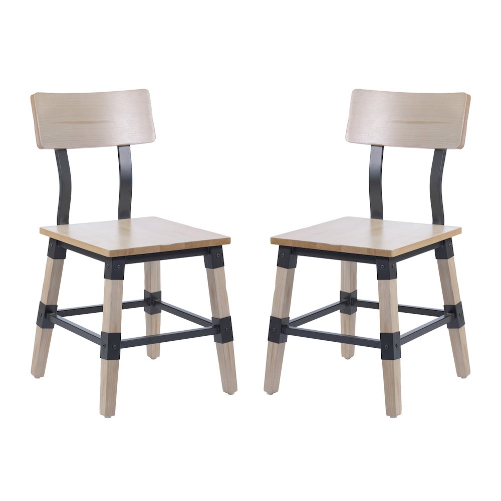 Jackson 2 Pack Rustic Antique White Industrial Wood Dining Chair. Picture 1