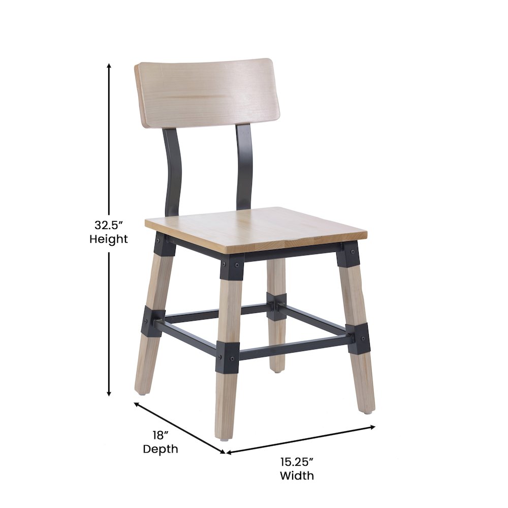 Jackson 2 Pack Rustic Antique White Industrial Wood Dining Chair. Picture 6
