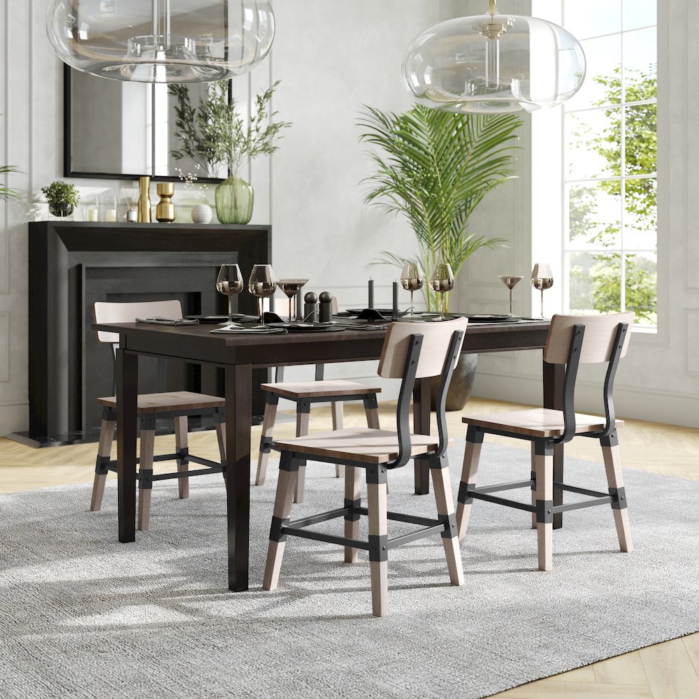 Jackson 2 Pack Rustic Antique White Industrial Wood Dining Chair. Picture 7