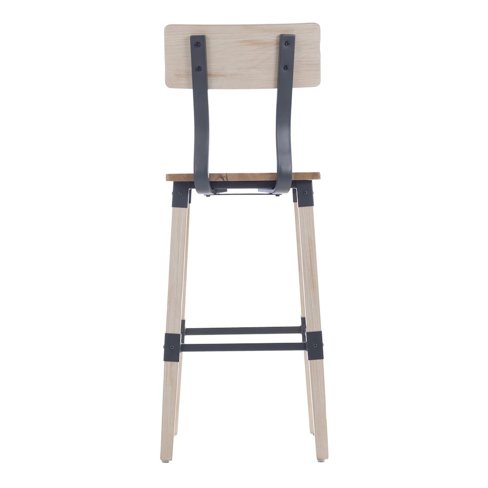 Jackson 2 Pack Rustic Antique White Industrial Wood Dining Barstool. Picture 8