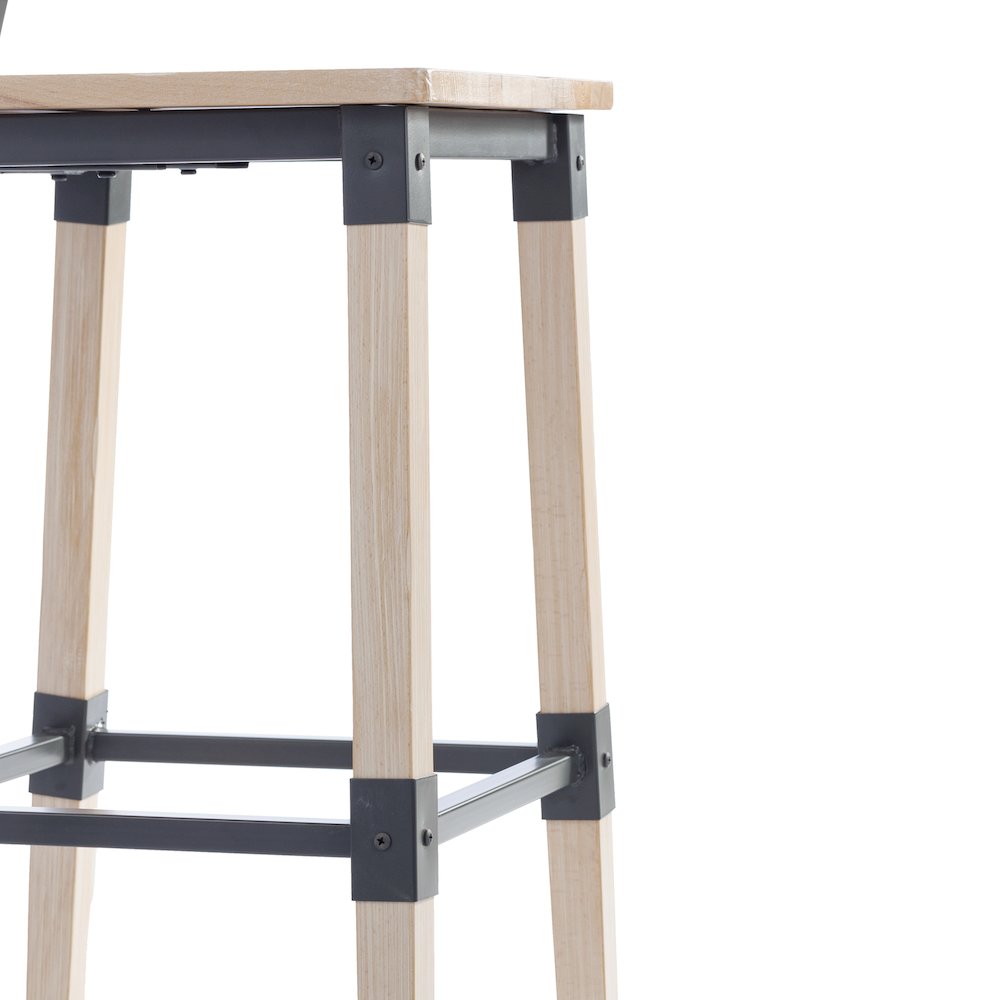 Jackson 2 Pack Rustic Antique White Industrial Wood Dining Barstool. Picture 12