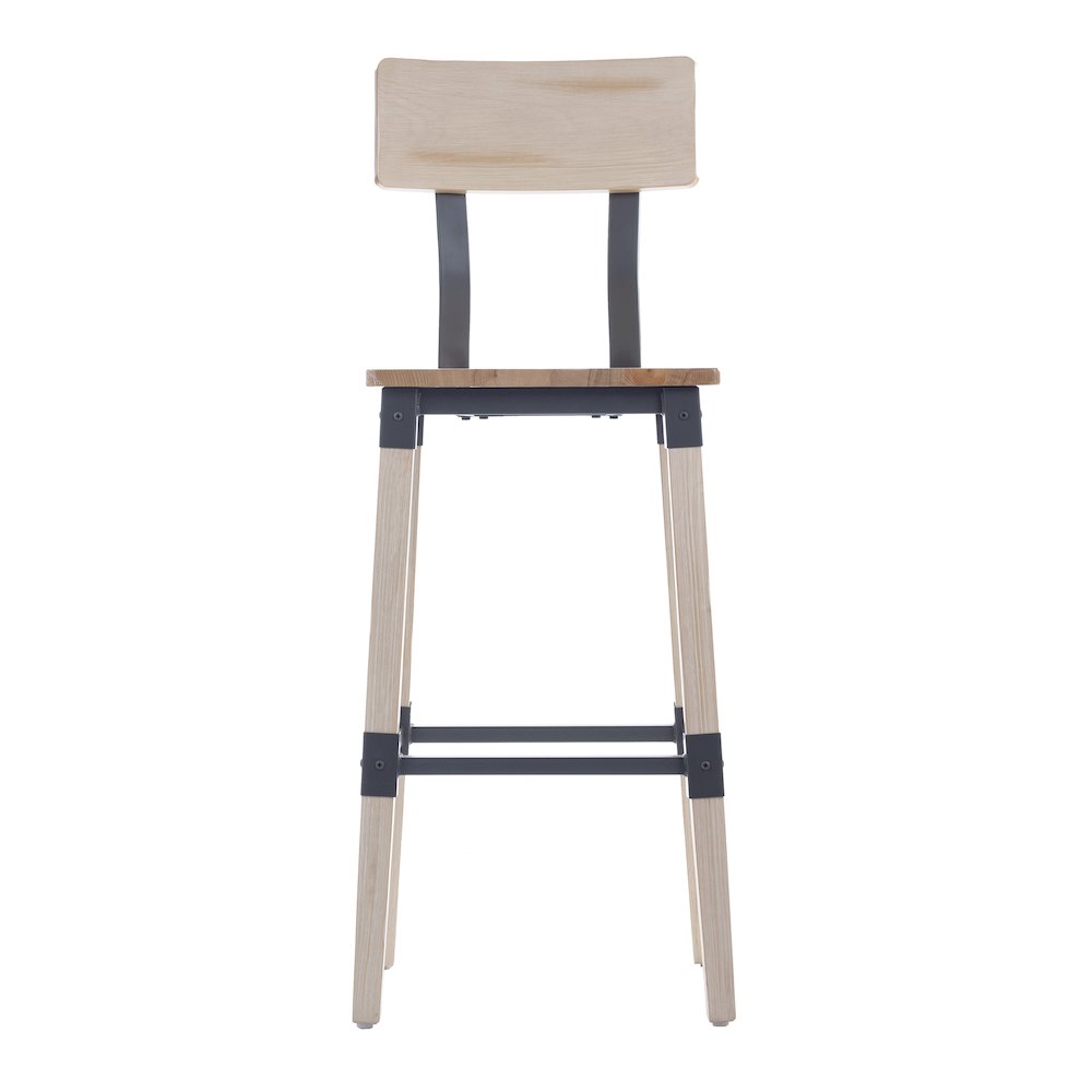 Jackson 2 Pack Rustic Antique White Industrial Wood Dining Barstool. Picture 11