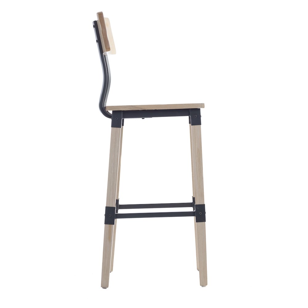 Jackson 2 Pack Rustic Antique White Industrial Wood Dining Barstool. Picture 10