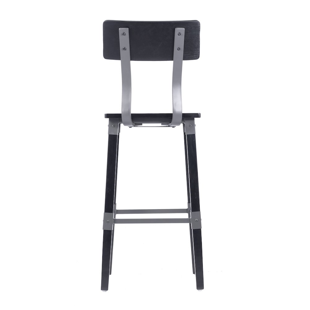 Jackson 2 Pack Commercial Grade Rustic Black Industrial Wood Dining Barstool. Picture 8