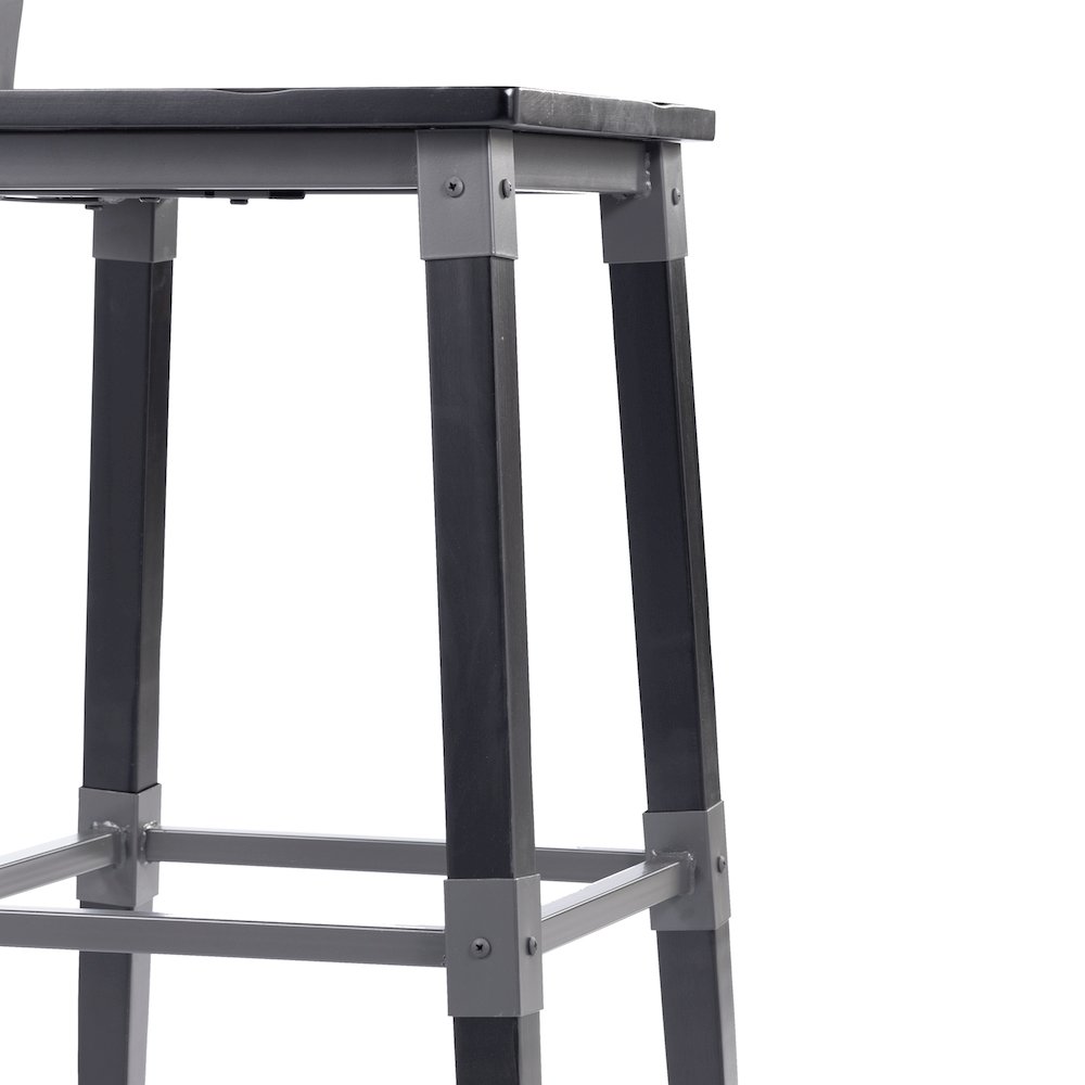 Jackson 2 Pack Commercial Grade Rustic Black Industrial Wood Dining Barstool. Picture 12