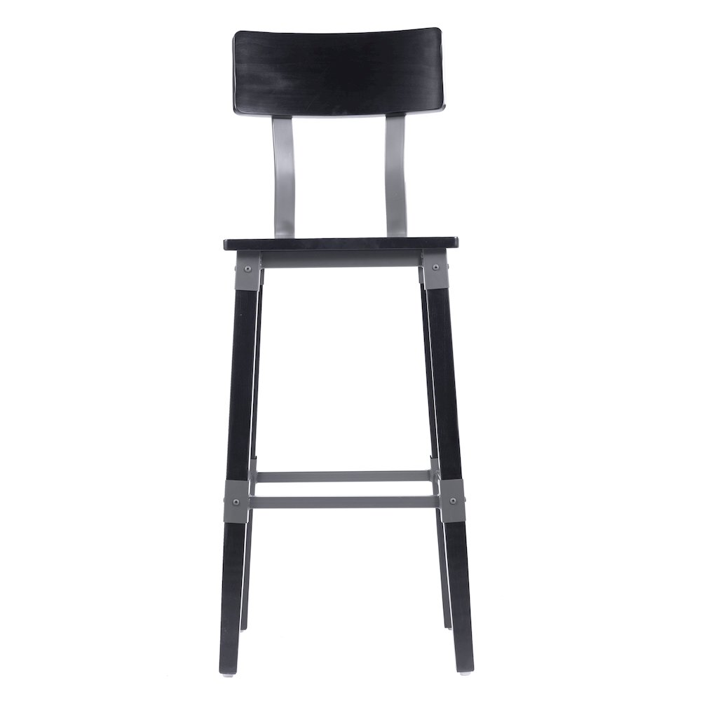 Jackson 2 Pack Commercial Grade Rustic Black Industrial Wood Dining Barstool. Picture 11
