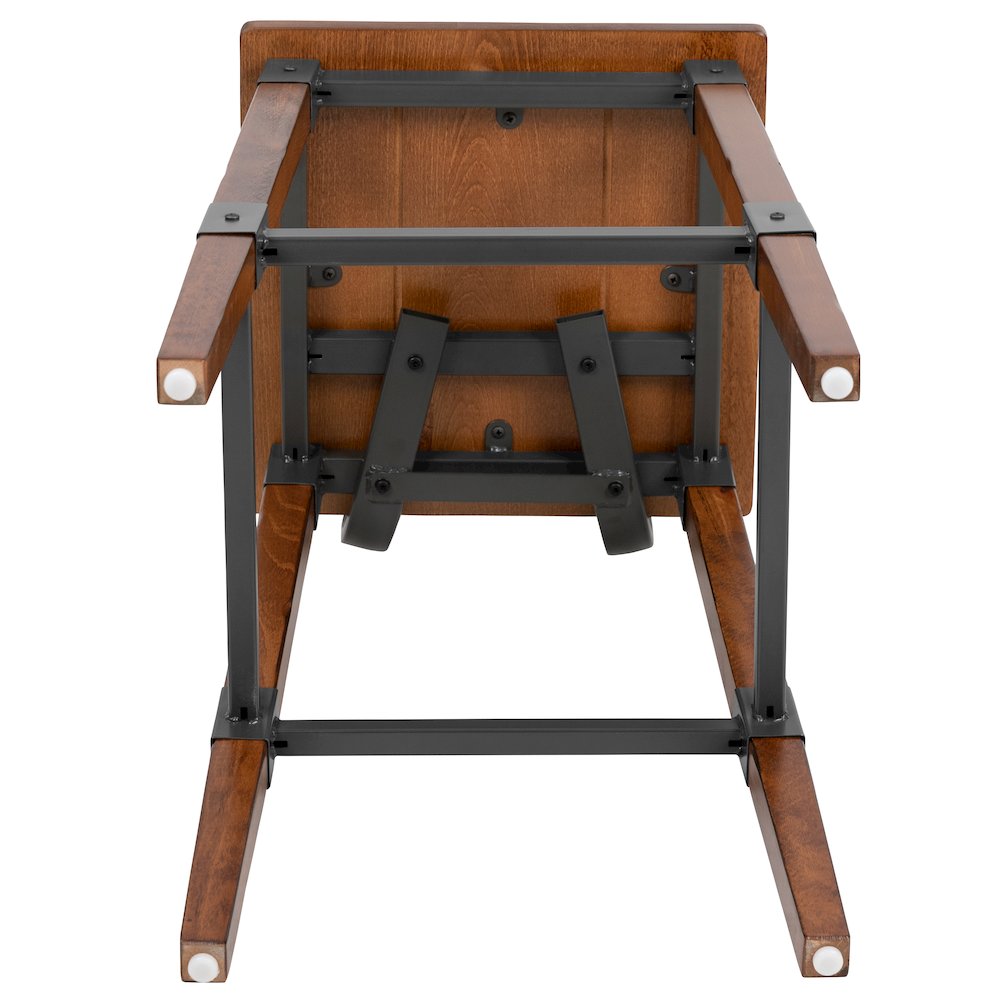 2 Pack Rustic Antique Walnut Industrial Wood Dining Barstool. Picture 13