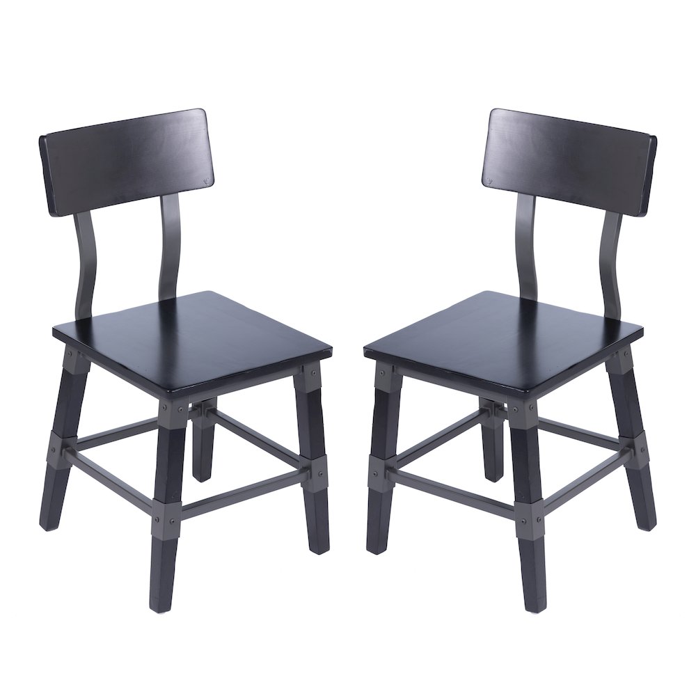 Jackson 2 Pack Commercial Grade Rustic Black Industrial Wood Dining Chair. Picture 1