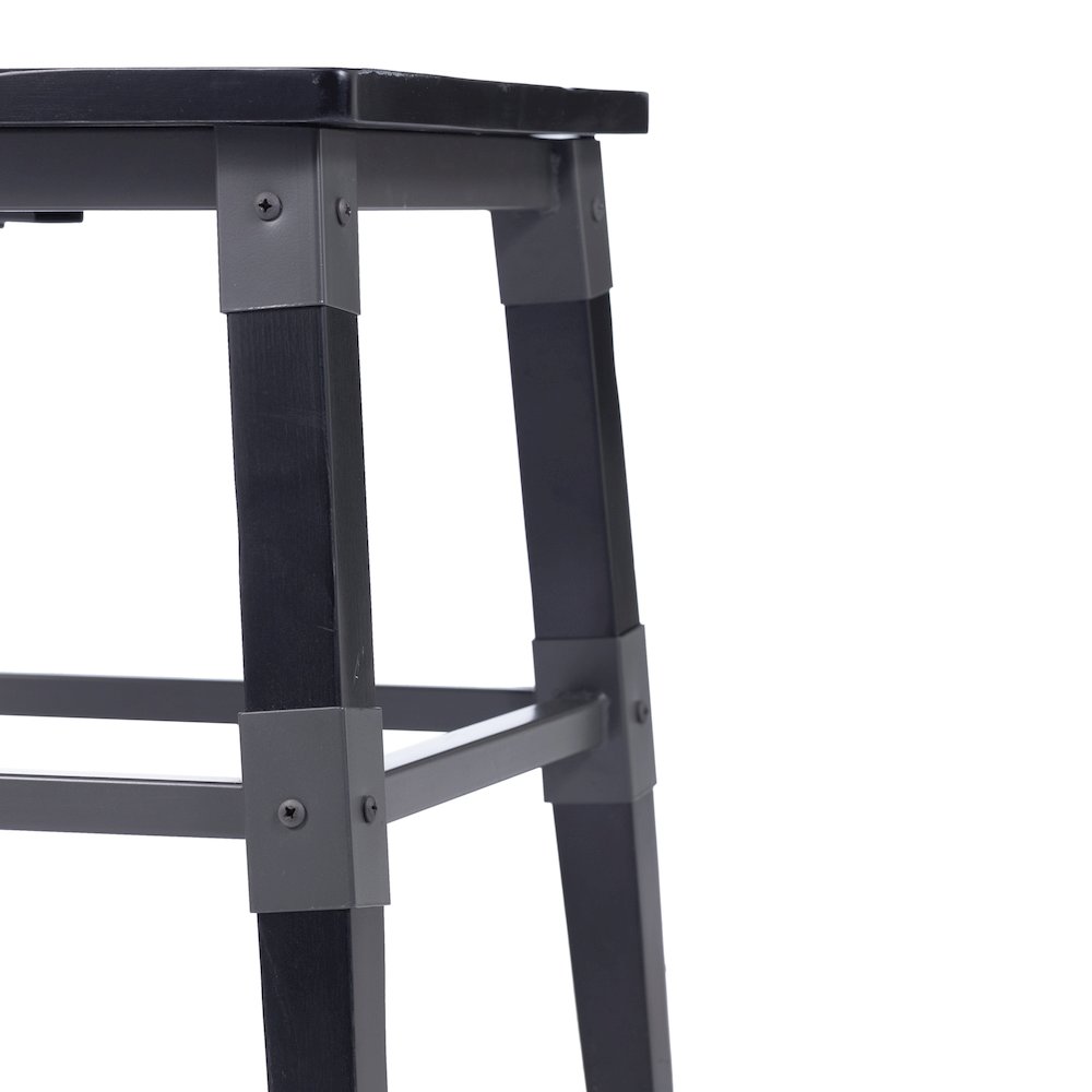 Jackson 2 Pack Commercial Grade Rustic Black Industrial Wood Dining Chair. Picture 12