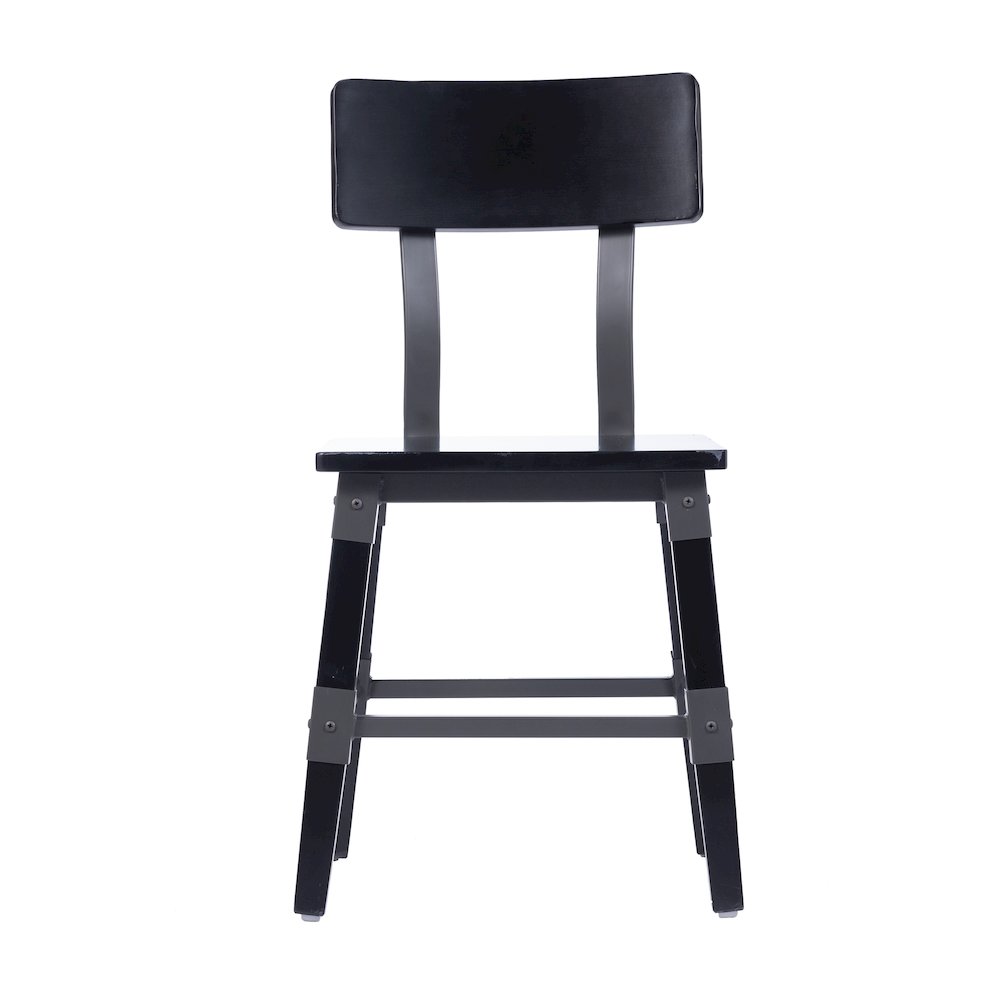 Jackson 2 Pack Commercial Grade Rustic Black Industrial Wood Dining Chair. Picture 11