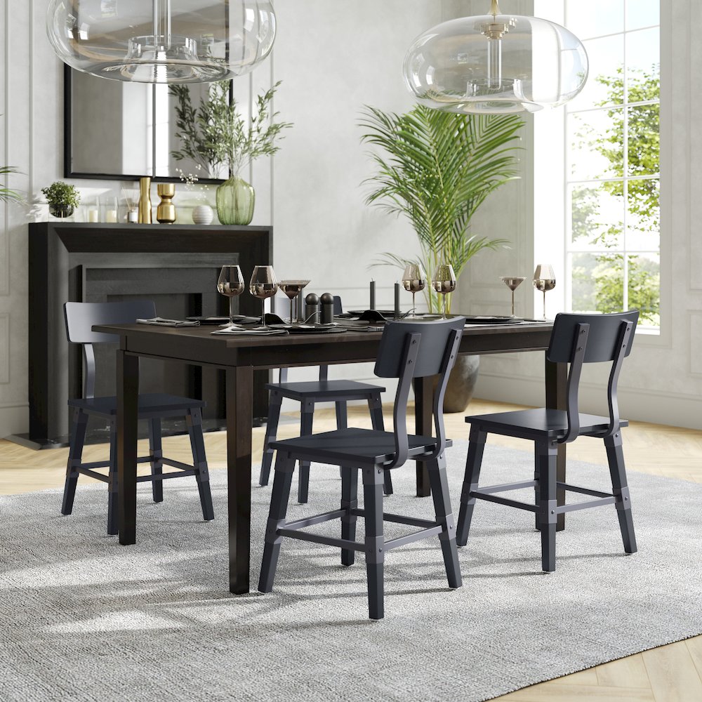 Jackson 2 Pack Commercial Grade Rustic Black Industrial Wood Dining Chair. Picture 7