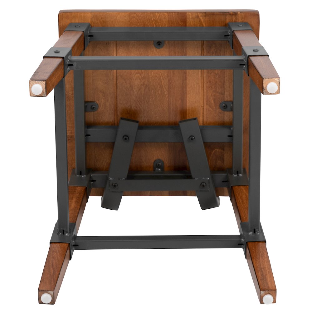 2 Pack Rustic Antique Walnut Industrial Wood Dining Chair. Picture 13