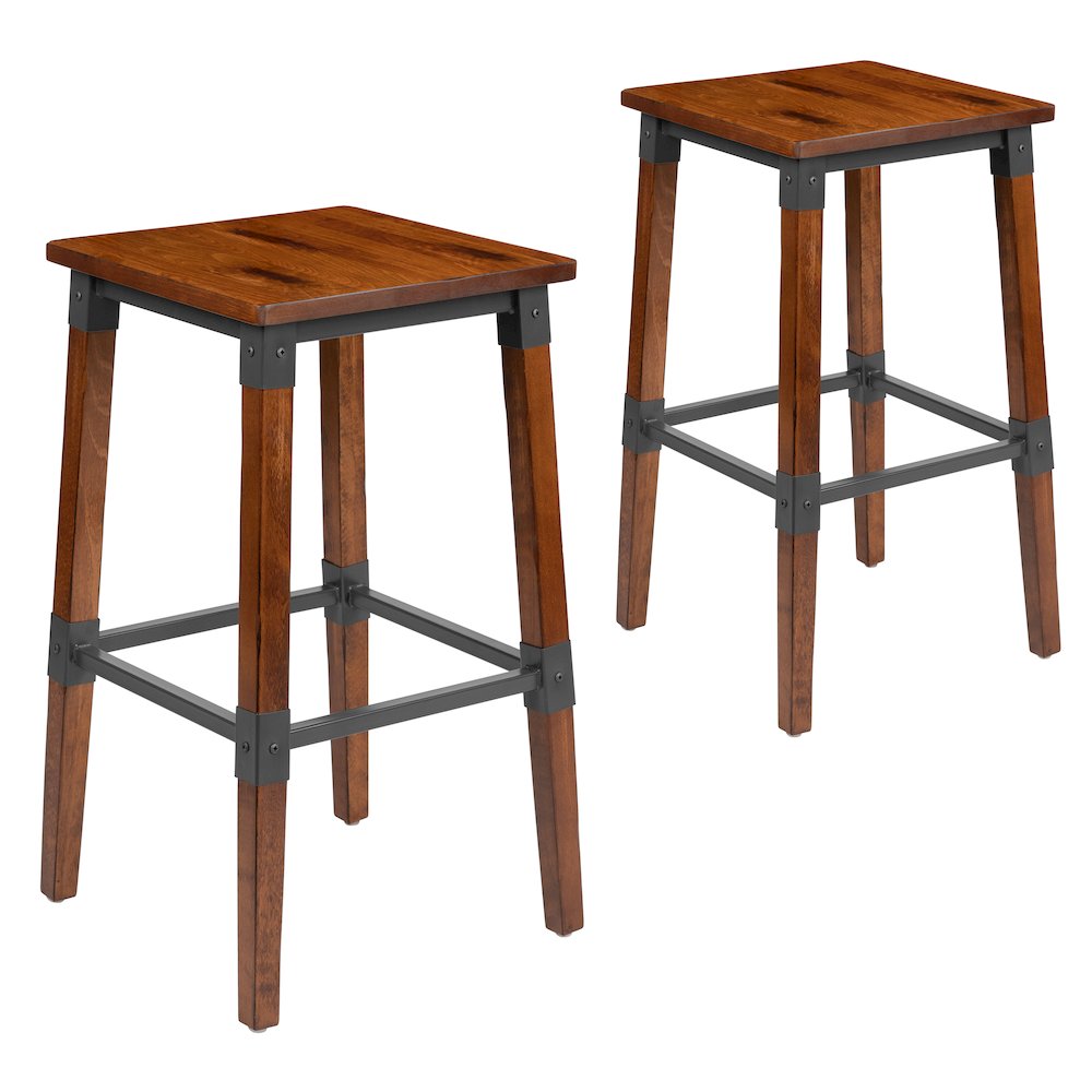 Set of 2 Commercial Grade Industrial Style Backless Dining Barstools. Picture 3