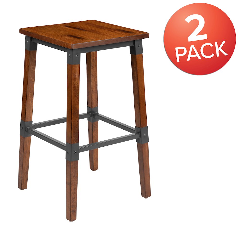 Set of 2 Commercial Grade Industrial Style Backless Dining Barstools. Picture 1