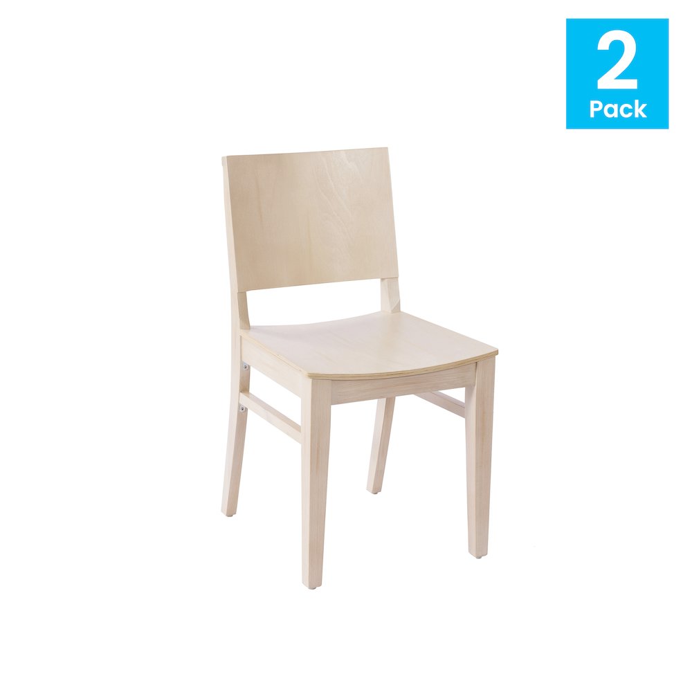 2 Pack Naples Solid Wood Dining Chairs, Curved Backrests, Antique White Finish. Picture 2