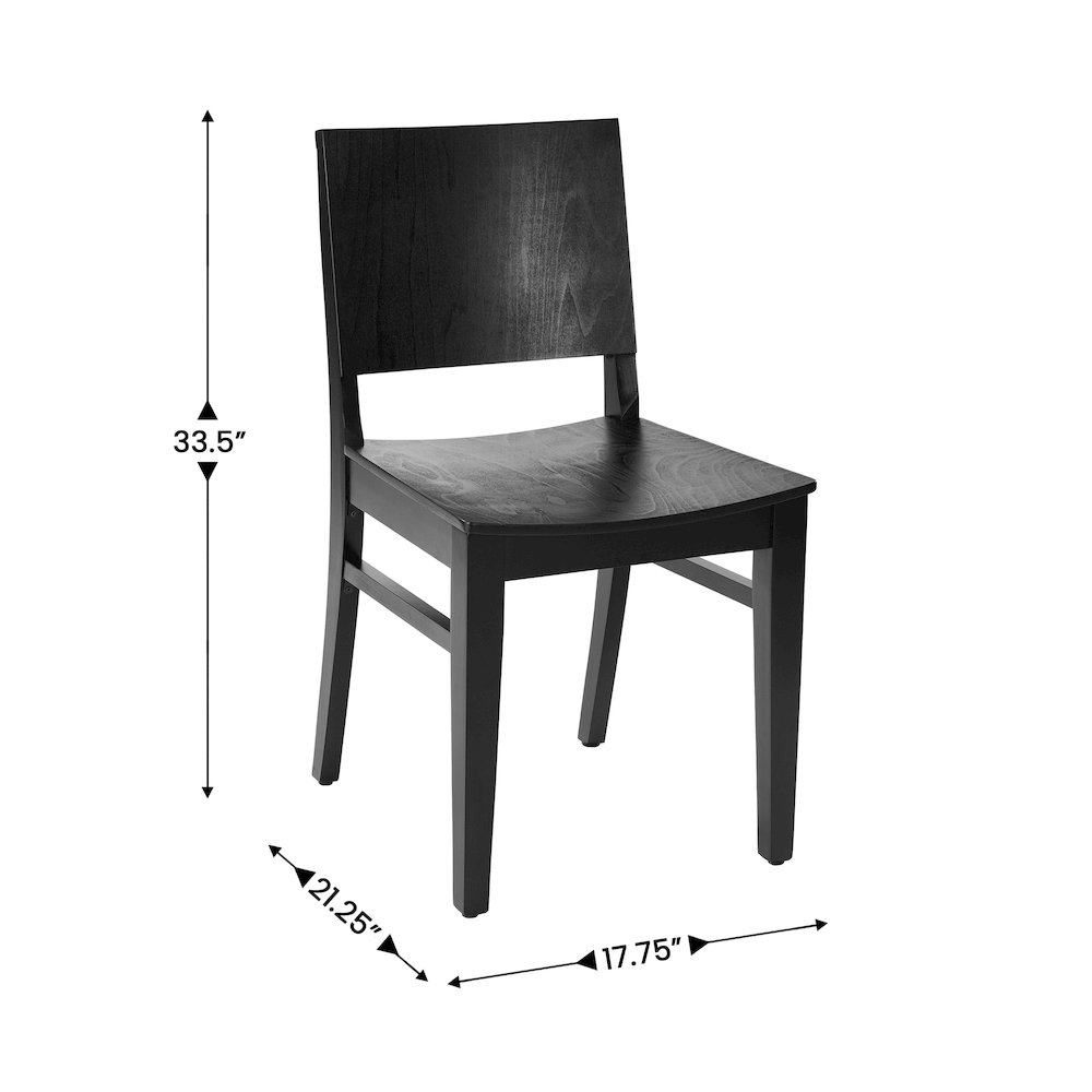 2 Pack Naples Solid Wood Dining Chairs with Curved Backrests and Black Finish. Picture 6