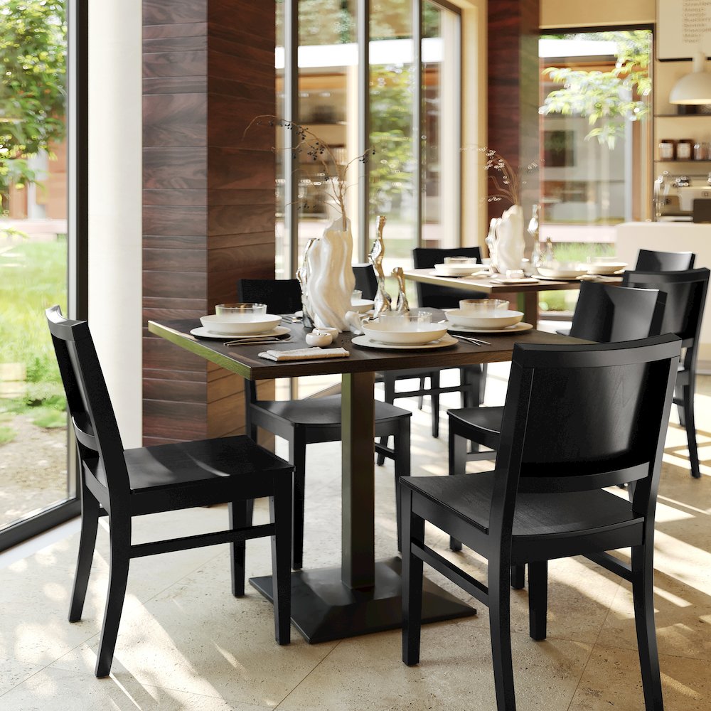 2 Pack Naples Solid Wood Dining Chairs with Curved Backrests and Black Finish. Picture 8