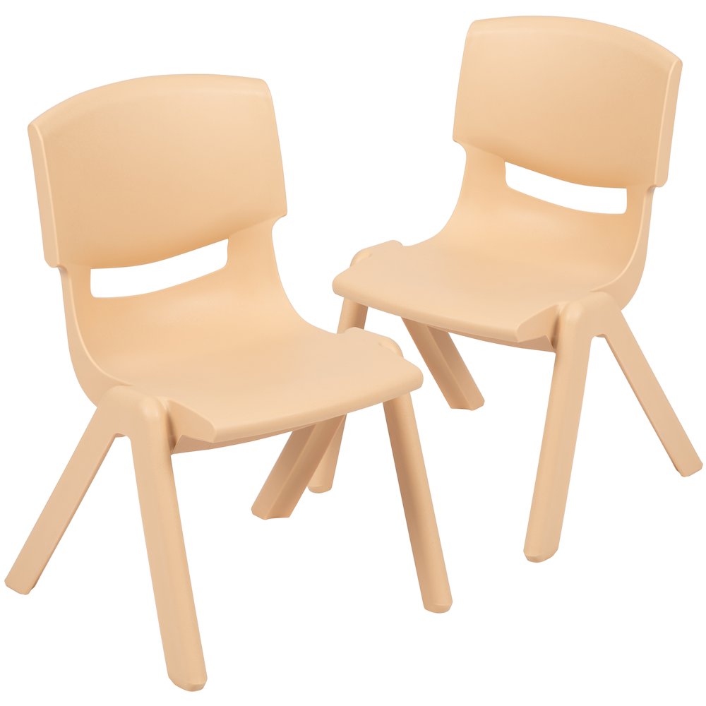 2 Pack Natural Plastic Stackable School Chair with 12" Seat Height. Picture 3