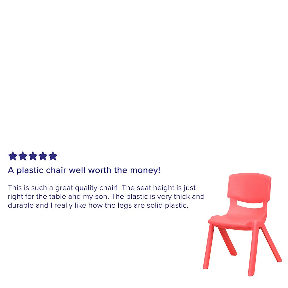 2 Pack Red Plastic Stackable School Chair with 12" Seat Height. Picture 5