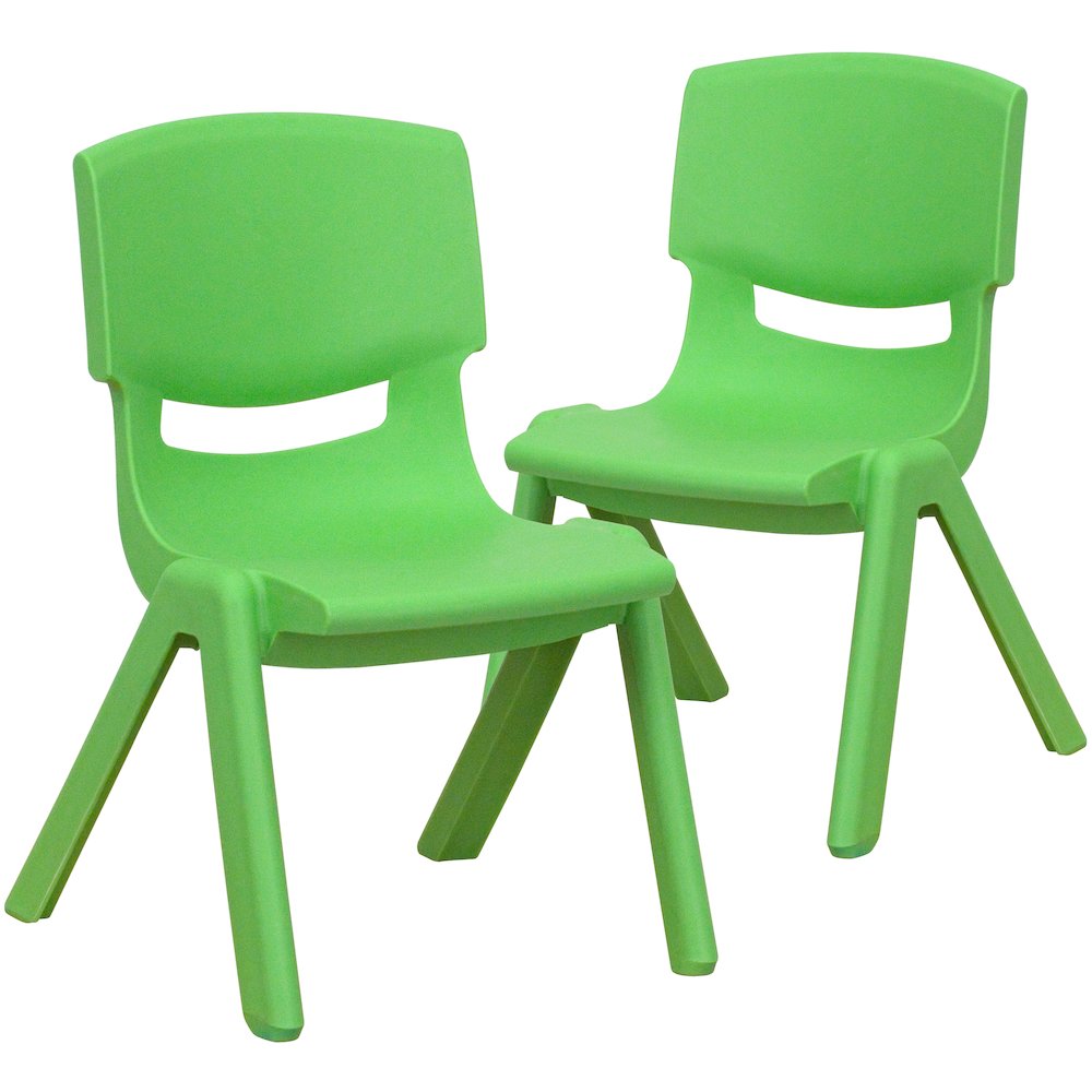 2 Pack Green Plastic Stackable School Chair with 10.5'' Seat Height. Picture 4