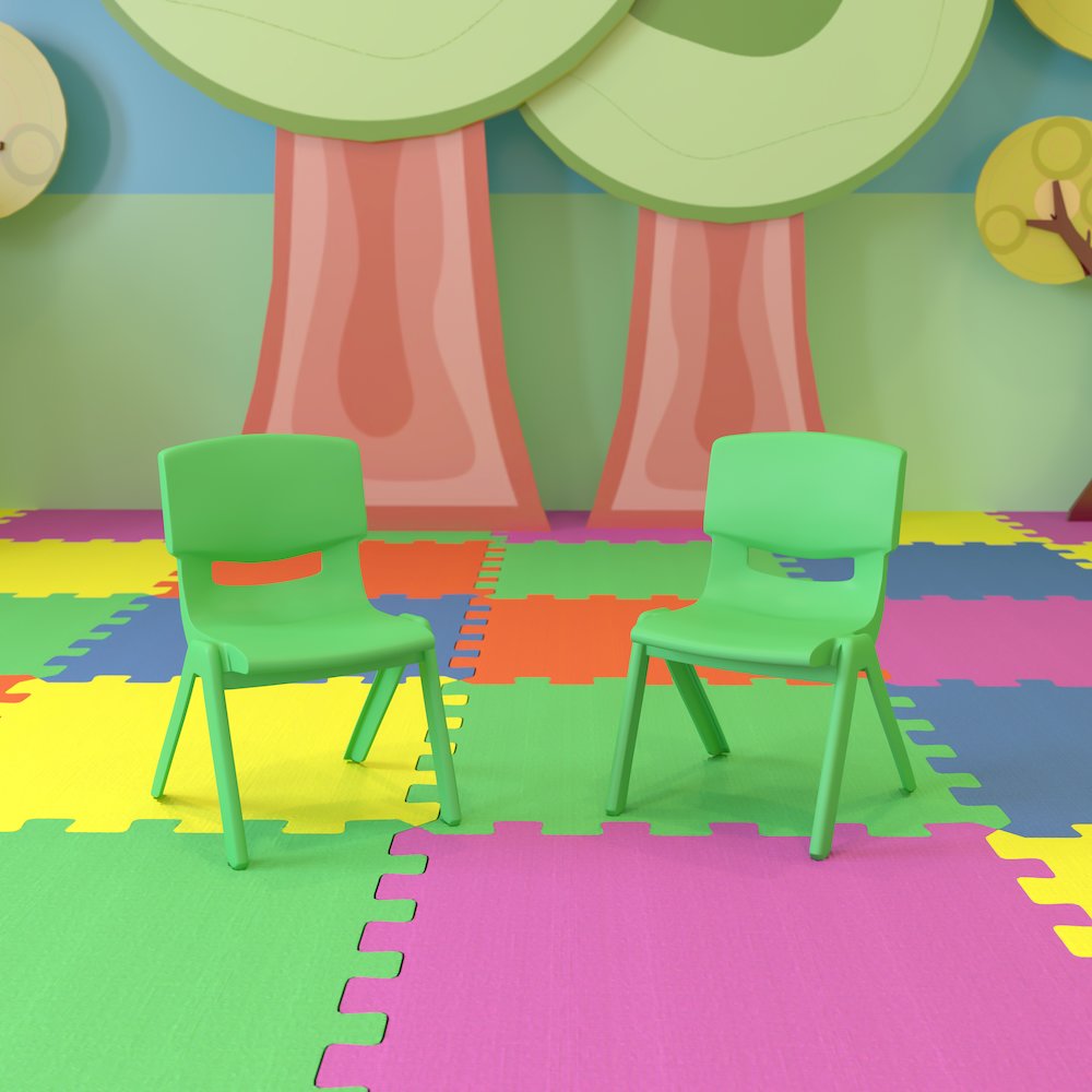 2 Pack Green Plastic Stackable School Chair with 10.5'' Seat Height. Picture 3