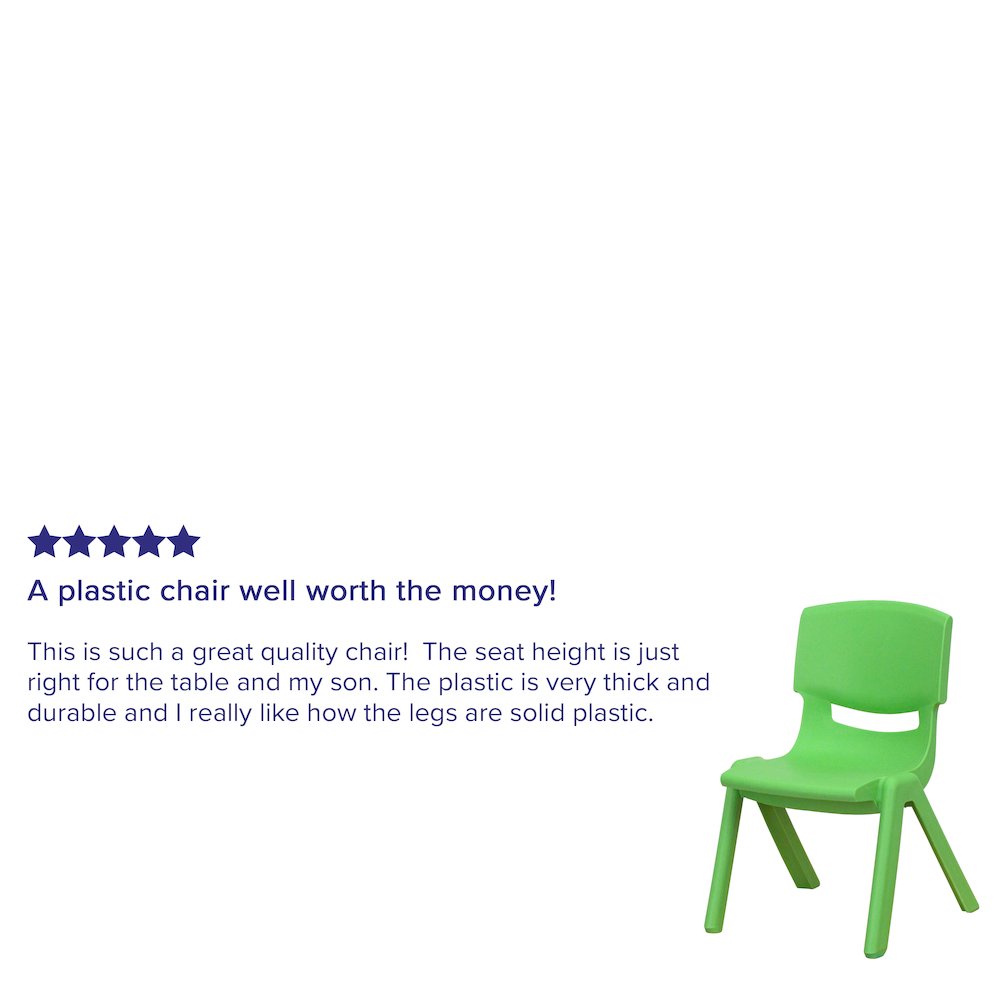 2 Pack Green Plastic Stackable School Chair with 10.5'' Seat Height. Picture 6