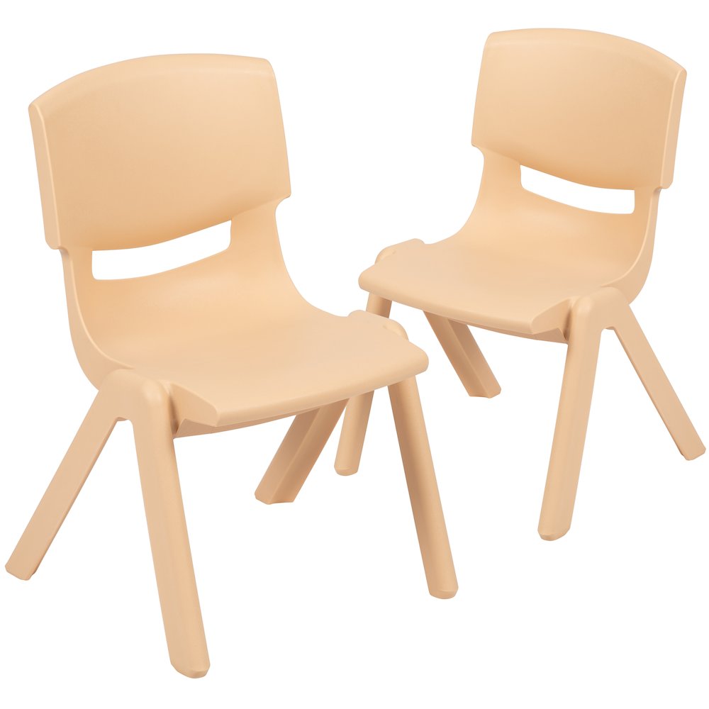 2 Pack Natural Plastic Stackable School Chair with 10.5" Seat Height. Picture 4